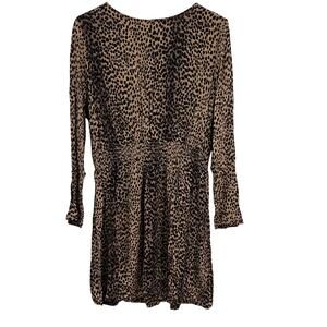 H&M Leopard Print Long Sleeve Mini Dress Size 12